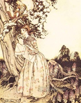アーサー・ラッカム Painting - マザーグース The Fair Maid は 春のイラストレーター アーサー・ラッカムの最初の作品です。
